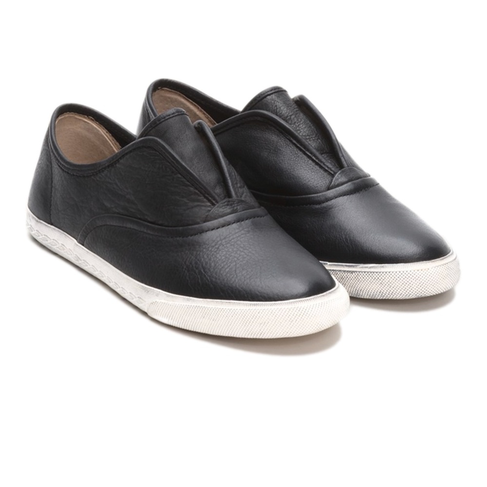 Frye Mindy Black Slip-On Leather Sneakers